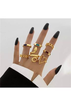 انگشتر جواهر طلائی زنانه فلزی کد 305009568
