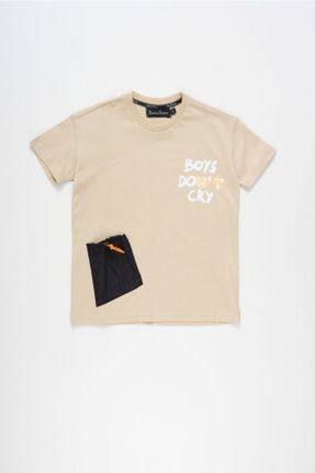 تی شرت بژ بچه گانه یقه گرد طراحی کد 305280168