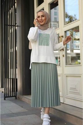 ست بالاتنه و پائین تنه حجاب سبز زنانه رگولار HAKKE - کد 106199697