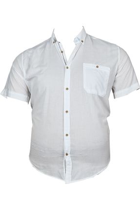پیراهن سفید مردانه سایز بزرگ پنبه (نخی) کد 305713041
