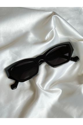عینک آفتابی مشکی زنانه 47 UV400 استخوان مات هندسی کد 304321126