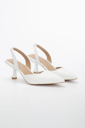 کفش پاشنه بلند کلاسیک سفید زنانه چرم مصنوعی پاشنه نازک پاشنه متوسط ( 5 - 9 cm ) کد 304965341