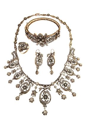 ست جواهر طلائی زنانه روکش طلا Aşina Gümüş - کد 52872465