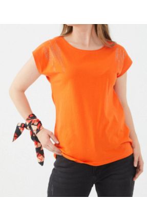 تیشرت نارنجی زنانه گشاد ZY BUTİK - کد 305245099