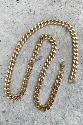 گردنبند استیل طلائی زنانه زنجیر کد 44402215