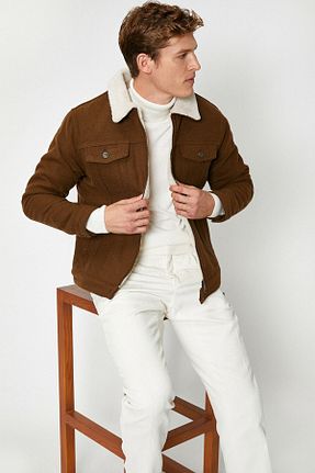 کاپشن قهوه ای مردانه رگولار Koton - کد 49576415