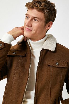 کاپشن قهوه ای مردانه رگولار Koton - کد 49576415