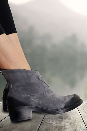 بوت / نیم بوت طوسی زنانه چرم خالص Vuca - کد 58349386