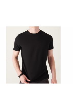 تی شرت مشکی مردانه اسلیم فیت یقه گرد پنبه (نخی) کد 304360979