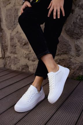 کفش کژوال سفید مردانه چرم مصنوعی پاشنه کوتاه ( 4 - 1 cm ) پاشنه ساده کد 31263084