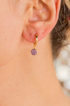 گوشواره نقره طلائی زنانه 925 عیار EZİLA SİLVER - کد 305015582