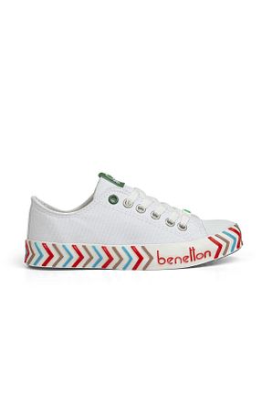 کفش اسنیکر سفید زنانه بند دار Benetton - کد 305088823