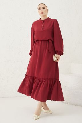 لباس زرشکی زنانه ریلکس بافتنی پنبه - پلی استر کد 305114754