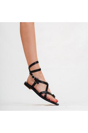 صندل مشکی زنانه پاشنه تخت DaphneSandals - کد 305235556