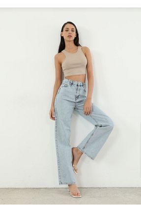 شلوار جین آبی زنانه پاچه اسپانیولی SANTA BELLA - کد 305833422
