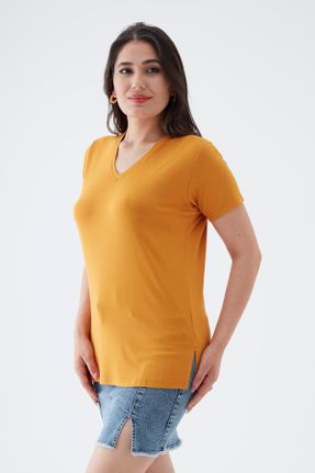 تی شرت زرد زنانه سایز بزرگ ویسکون کد 306033444