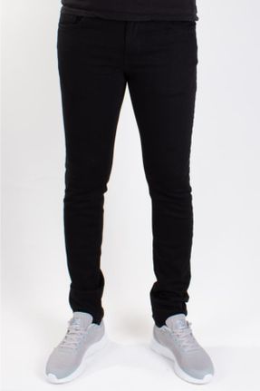شلوار جین مشکی مردانه پاچه تنگ فاق افتاده پنبه (نخی) پوشاک ورزشی استاندارد کد 307058420