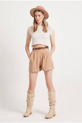 شلوارک و برمودا بژ زنانه فاق بلند nam - کد 306076188