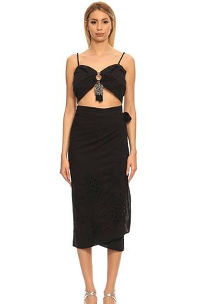 ست بالاتنه و پائین تنه مشکی زنانه بافتنی Women&Women - کد 307269419