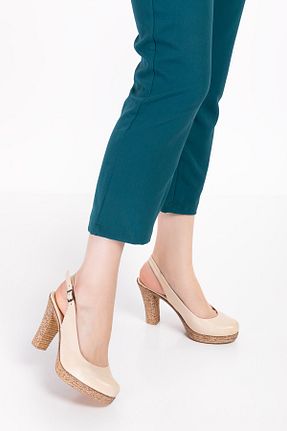 کفش پاشنه بلند کلاسیک بژ زنانه چرم خالص Elile Shoes - کد 306886870