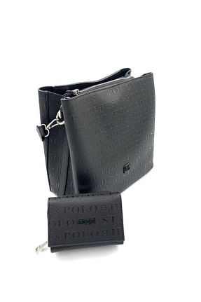 کیف دوشی مشکی زنانه چرم مصنوعی Just Polo - کد 303538375