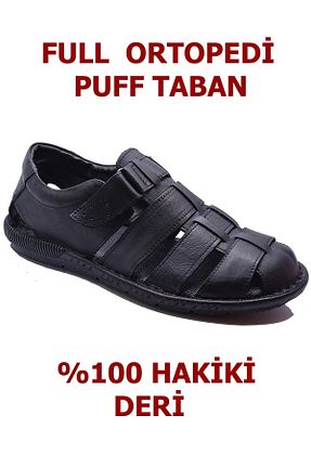 صندل مشکی مردانه پاشنه تخت My Hafhaf - کد 306910651