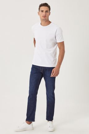 شلوار جین آبی مردانه پاچه ساده فاق افتاده پنبه (نخی) ساده کد 121025595
