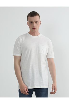 تی شرت سفید مردانه یقه گرد پارچه ای کد 307055202