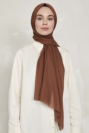شال قهوه ای زنانه پنبه ای KALİLA - کد 75267910