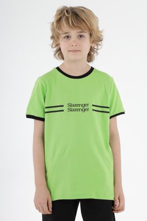 تی شرت سبز بچه گانه رگولار یقه گرد تکی کد 309250927
