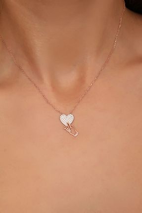 گردنبند نقره صورتی زنانه 925 عیار Bilsen Store - کد 49401759