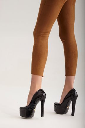 کفش پاشنه بلند کلاسیک مشکی زنانه چرم لاکی پاشنه بلند ( +10 cm) پاشنه پلت فرم کد 308083308
