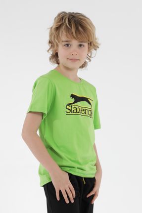 تی شرت سبز بچه گانه رگولار یقه گرد تکی کد 309250432