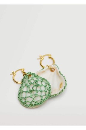 گوشواره جواهر طلائی پلی استر MANGO - کد 302778646