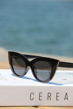 عینک آفتابی مشکی زنانه 49 UV400 گربه ای کد 302179855