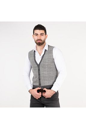 جلیقه طوسی مردانه رگولار AKÇAYLAR - کد 65089518