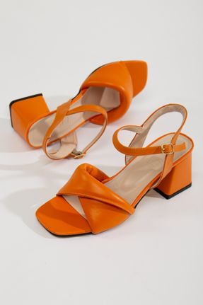 کفش پاشنه بلند کلاسیک نارنجی زنانه چرم مصنوعی پاشنه ضخیم پاشنه متوسط ( 5 - 9 cm ) کد 310748464