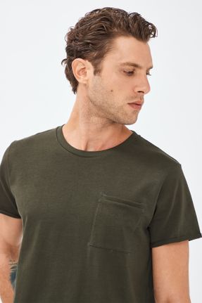 تی شرت خاکی مردانه رگولار یقه گرد کد 48168742
