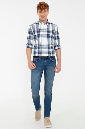 شلوار جین آبی مردانه پاچه لوله ای ساده استاندارد کد 311087114