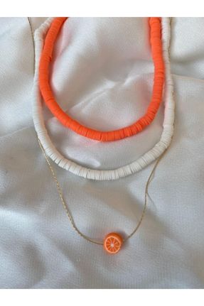 گردنبند جواهر نارنجی زنانه کد 310065220