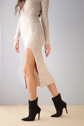 بوت مشکی زنانه جیر پاشنه نازک پاشنه بلند ( +10 cm) کد 311009892