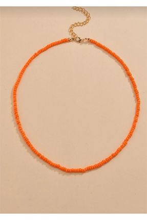 گردنبند جواهر نارنجی زنانه منجوق کد 112661423