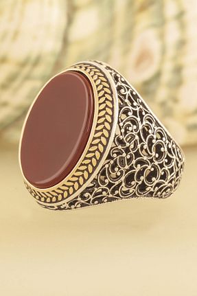 انگشتر نقره قهوه ای زنانه عقیق Takıdepo - کد 50358111