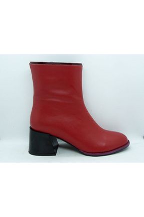 بوت / نیم بوت قرمز زنانه چرم خالص VİNİCCİ AYAKKABI - کد 57407356