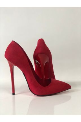 کفش پاشنه بلند کلاسیک قرمز زنانه جیر پاشنه نازک پاشنه بلند ( +10 cm) کد 50011379
