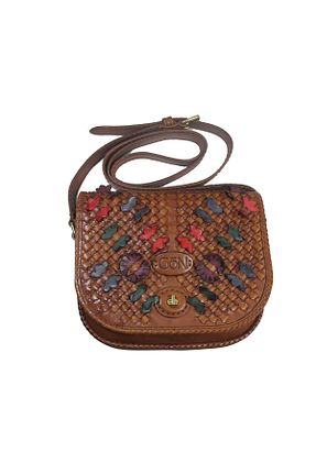 کیف پستچی قهوه ای زنانه چرم خالص Gön - کد 64615569