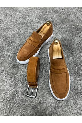 کفش کژوال قهوه ای مردانه چرم طبیعی پاشنه کوتاه ( 4 - 1 cm ) پاشنه ساده کد 312595921