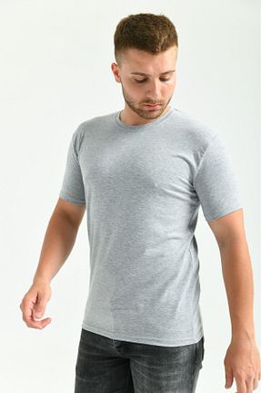 تیشرت طوسی مردانه Fitted ALMİNA - کد 311842336