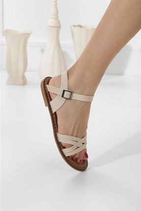 صندل بژ زنانه پاشنه تخت Trendpink - کد 311142404