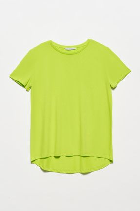 تی شرت زرد زنانه رگولار یقه گرد تکی بیسیک کد 82590051